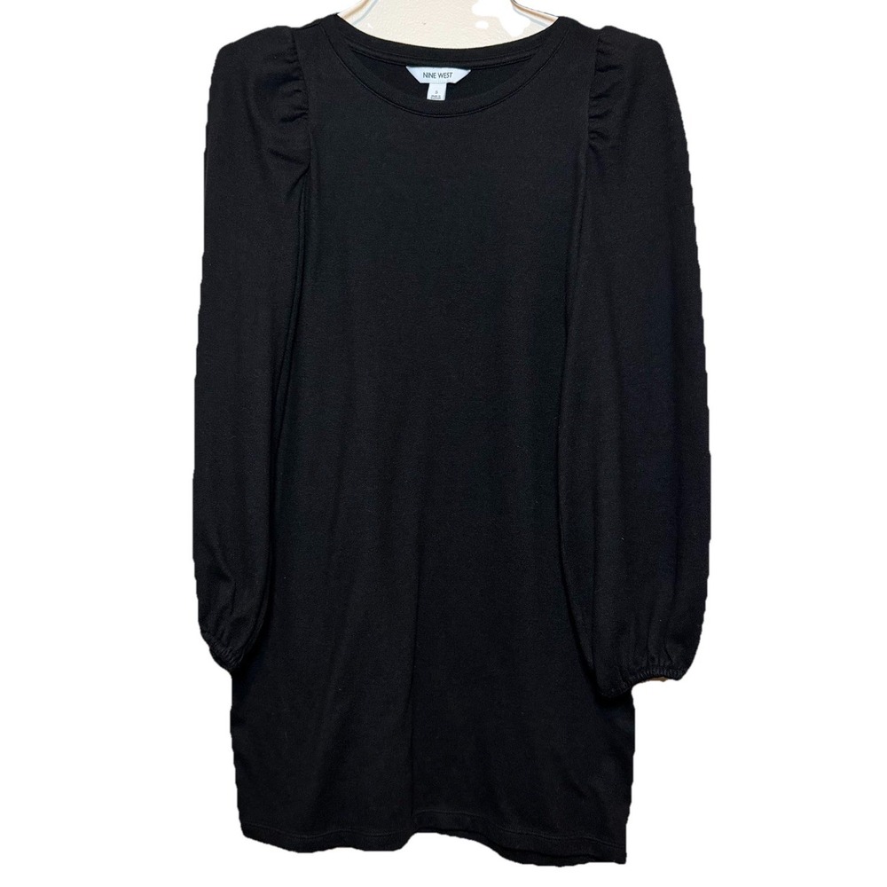 Nine West Sz Small Office Work Minimalism Little Black Dress Long Balloon Sleeve